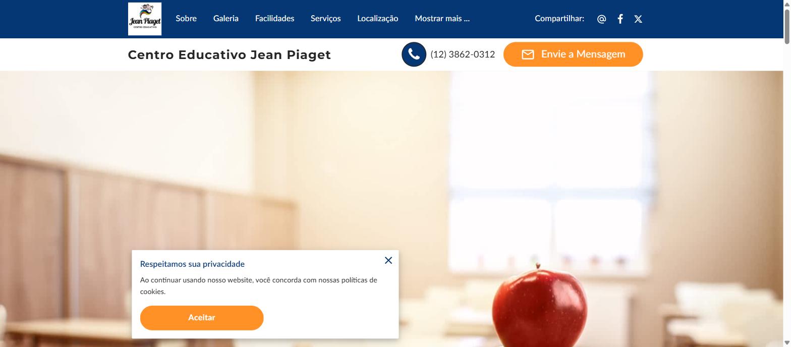 Captura da página inicial de centro-educativo-jean-piaget-1.ueniweb.com